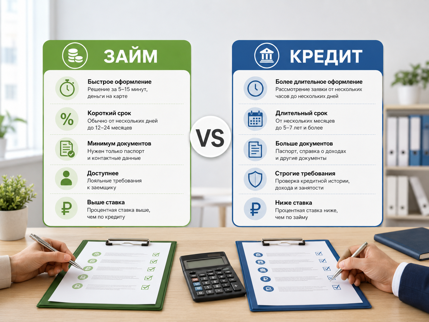 В чем разница между займом и кредитом
