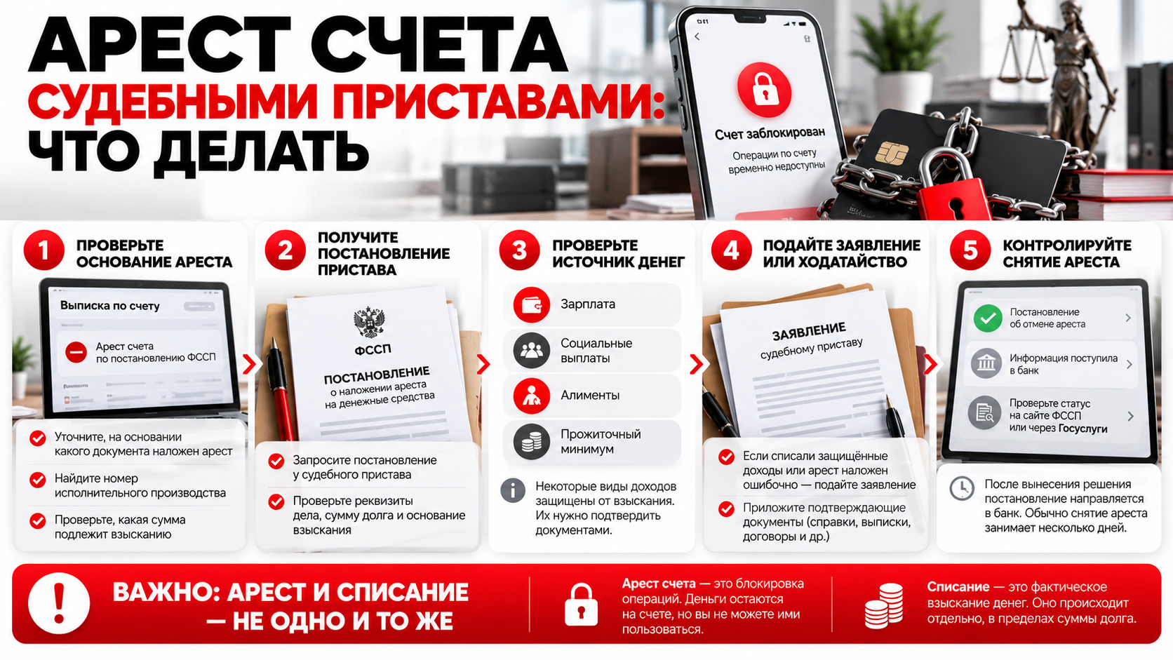 Арест счета судебными приставами: что делать